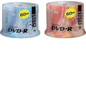 Playo 1-16X 4.7GB 120 Minutes DVD-R and DVD+R (each pack 60 count)